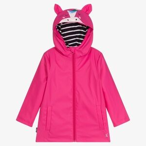 Joules Pink Kids Raincoat with Animal Hood